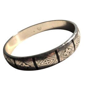 Brighton Silver tone Etched Bangle Bracelet Geometric Design